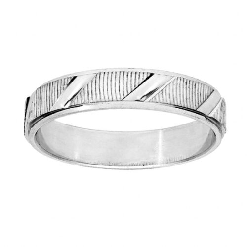 Alliance argent 4mm 062874, modèle mixte, diamantée striée et biais