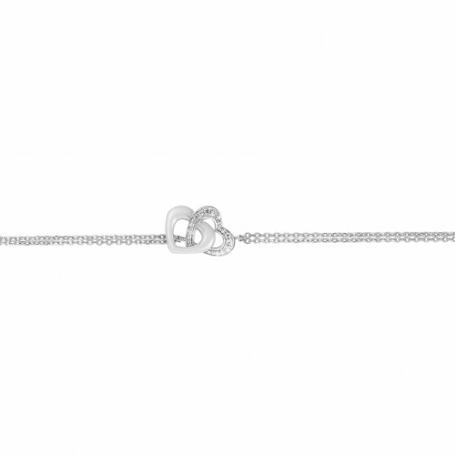Bracelet argent céramique Coeur 1.32.0017 blanc ou noir pierres brillants