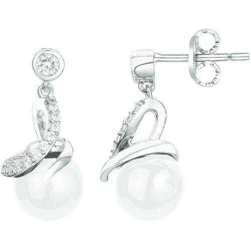 Boucles d'oreille argent céramique 1.42.0165 boule pendante brillant