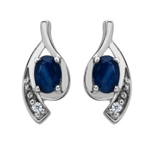 Boucles d'oreille Or 18k Gris Saphir et Diamants A73122