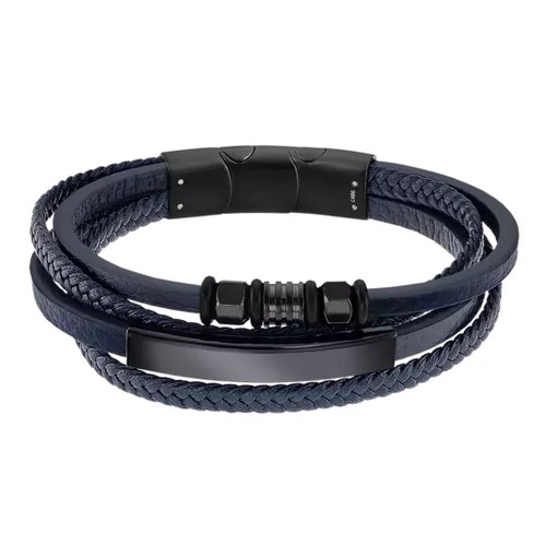 bracelet acier homme Lotus 4 fils LS2407/2/1 tressé bleu plaque et motif noir. Livraison gratuite à partir de 100€. Bijouterie PINTO Jussey Haute-Saône.