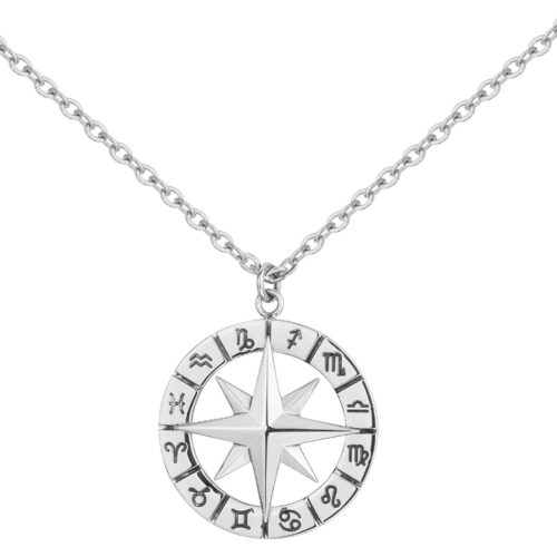 Collier acier homme boussole rose des vents 75.0302 chaine forçat