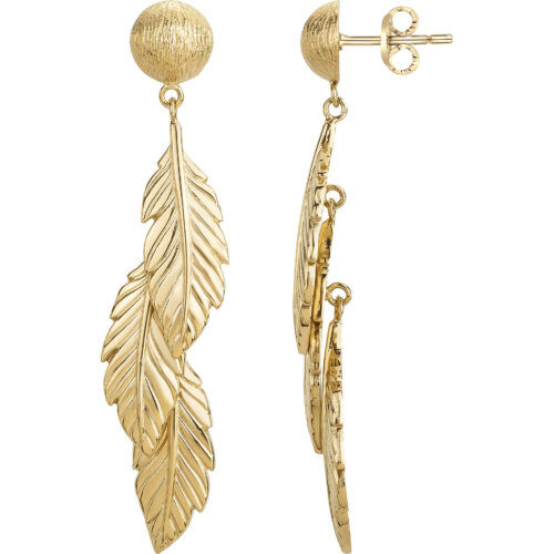Boucles d'oreille acier Doré feuille plume 842.251