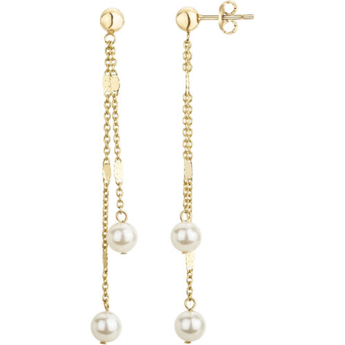 Boucles d'oreille acier Doré Perles 842.252 imitation double chaine