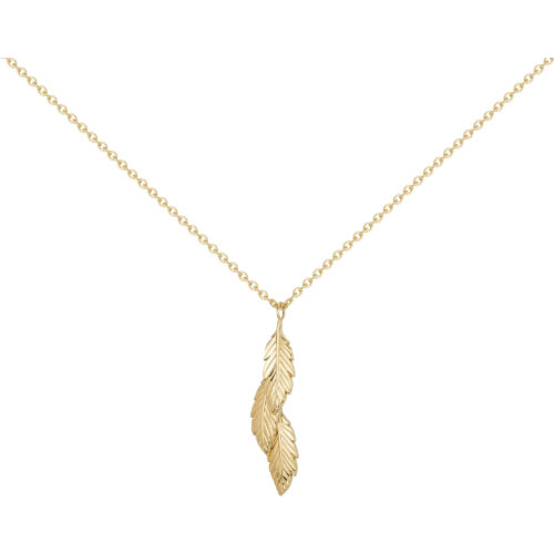 Collier acier Doré Feuille Plume 872.220