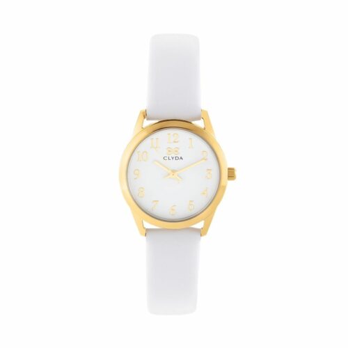 CLA815DWW montre femme cuir blanc dorée tout chiffres