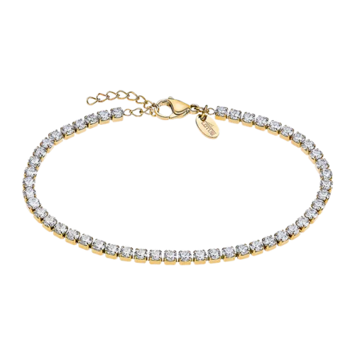 LS2341/2/2 lotus femme bracelet acier doré oxyde pierre blanche serti 4 griffes réglable.