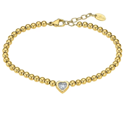 LS2559/2/2 lotus femme bracelet acier doré boule coeur oxyde pierre