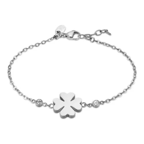 LS2601/2/1otus femme bracelet acier trèfle 2 oxyde pierre blanche