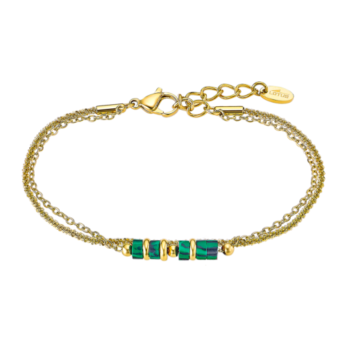 ls2561/2/3 bracelet double chaine pierre synthétique ronde cylindre vert