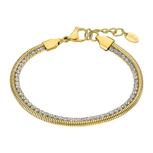 ls2576/2/2 bracelet doré serpentine et pierre blanche