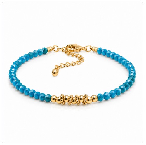 F Bracelet acier doré Pierres Naturelles Aléa apatite